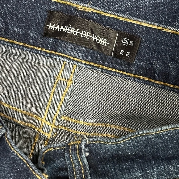👖🕶️ MANIÈRE DE VOIR Distressed Skinny Jeans | Dark Blue Denim Men’s Size 32 - Picture 3 of 4